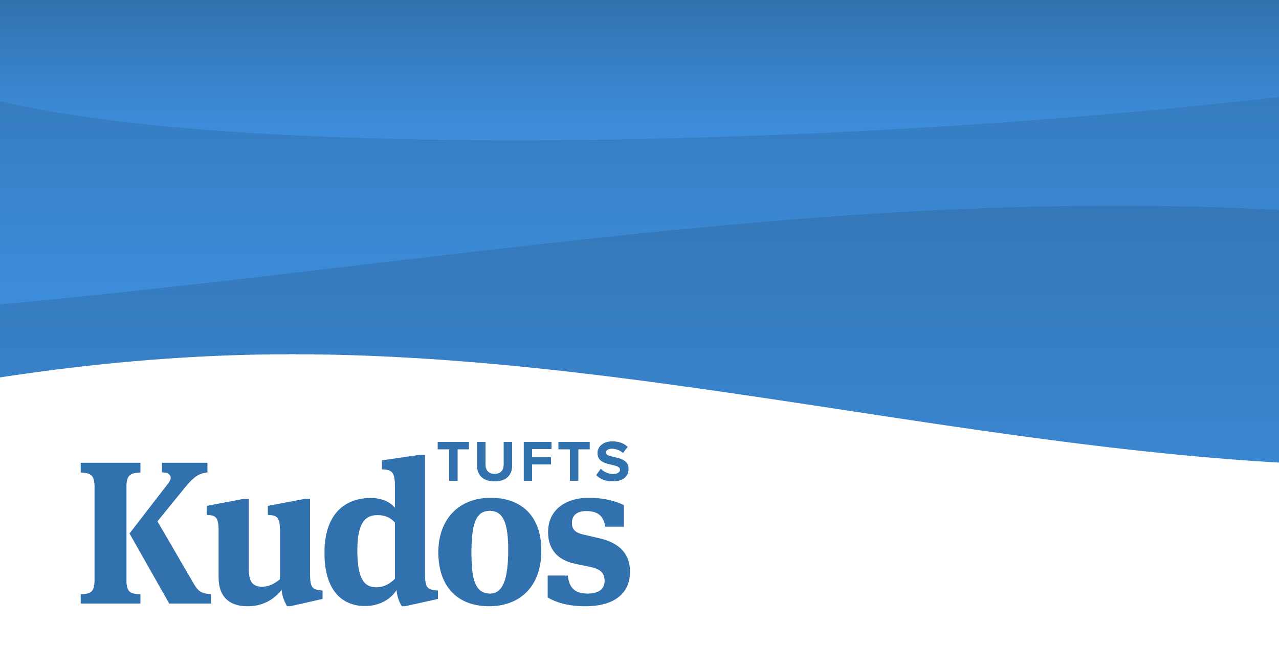 Blue background with the words "Tufts Kudos" over a white area on the image.
