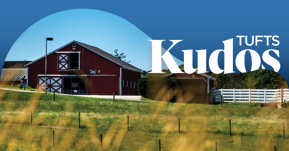 Barn at Cummings School of Veterinary Medicine with the word "Kudos." .